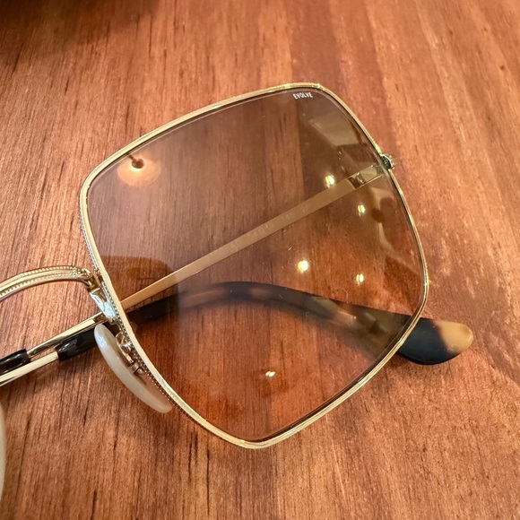 Ray-Ban Gold Frame Brown Gradient Square Sunglasses 1971 Classic - Picture 4 of 12